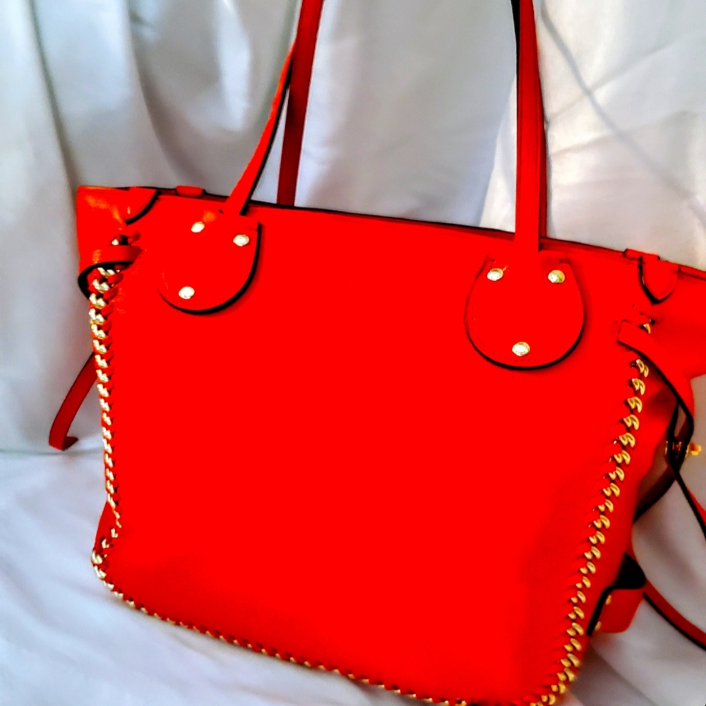 COACH TATUM WHIPLASH VINTAGE LEATHER TOTE, CORAL